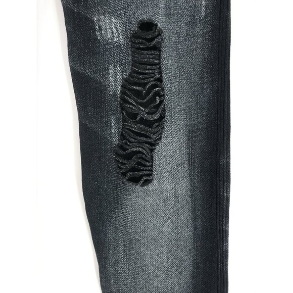 Just One Jeggings Womens Size Large Faux Jeans Rise Floral Stretch Distressed - Picture 2 of 10